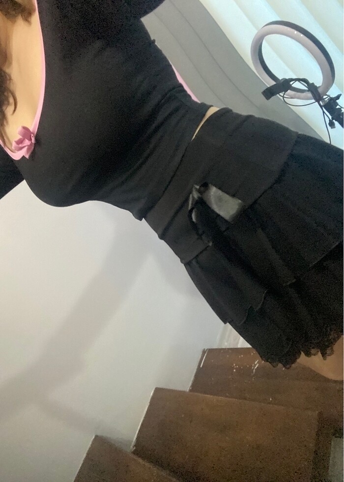 Kurdele ve Dantel detaylı etek - Görsel 3