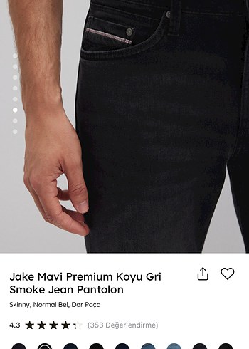 Jake Mavi Premium Koyu Gri Smoke Jean Pantolon - Görsel 3