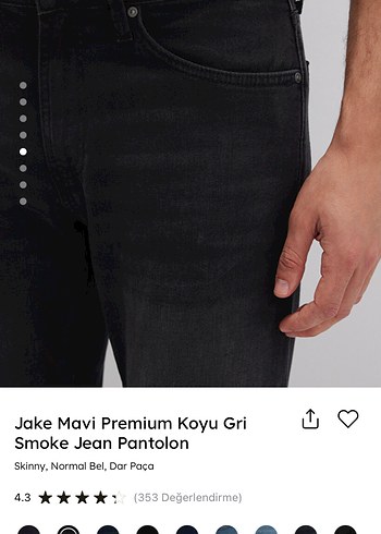 Jake Mavi Premium Koyu Gri Smoke Jean Pantolon - Görsel 2