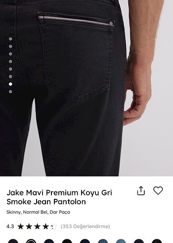 Jake Mavi Premium Koyu Gri Smoke Jean Pantolon - Görsel 4
