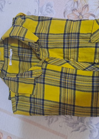 Sarı Ekose Kadın Pamuk Gömlek - Görsel 2