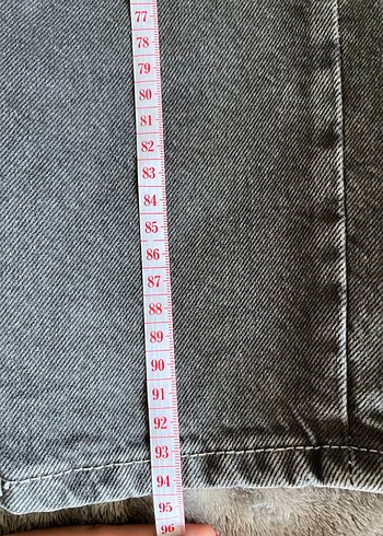 l/xl Beden Gri Düğmeli Midi Denim Pantolon