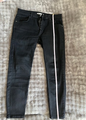 Siyah Midi Boy Denim Pantolon