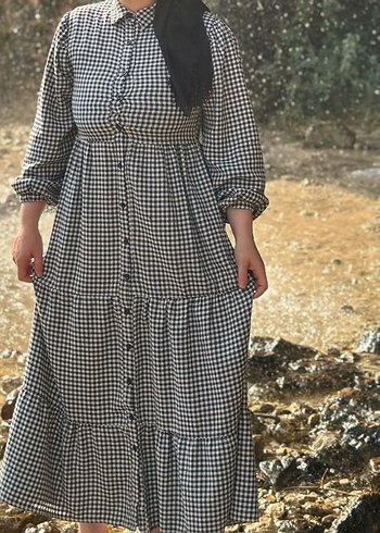 Önü full düğmeli yaz ayı için efil efil elbise - Görsel 2