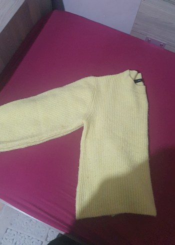 Kadın Sarı Triko Bisiklet Yaka Kazak - Görsel 2