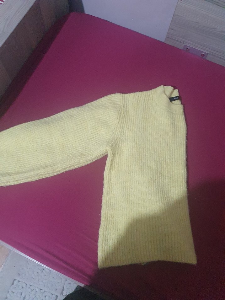 Kadın Sarı Triko Bisiklet Yaka Kazak - Görsel 2