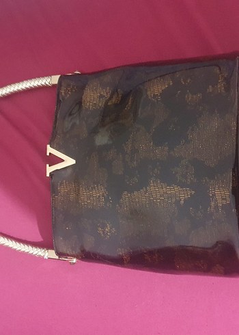 Parlak Siyah Yılan Desenli Deri Kadın Çanta - Görsel 2