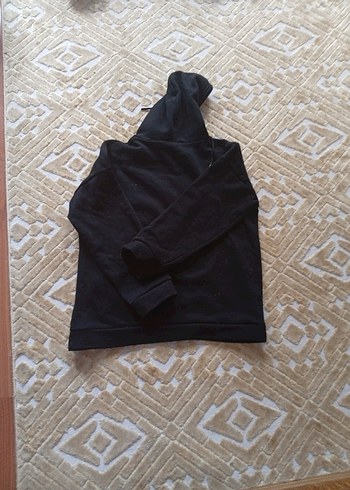 Kadın Siyah Kapüşonlu Uzun Kollu Sweatshirt - Görsel 2