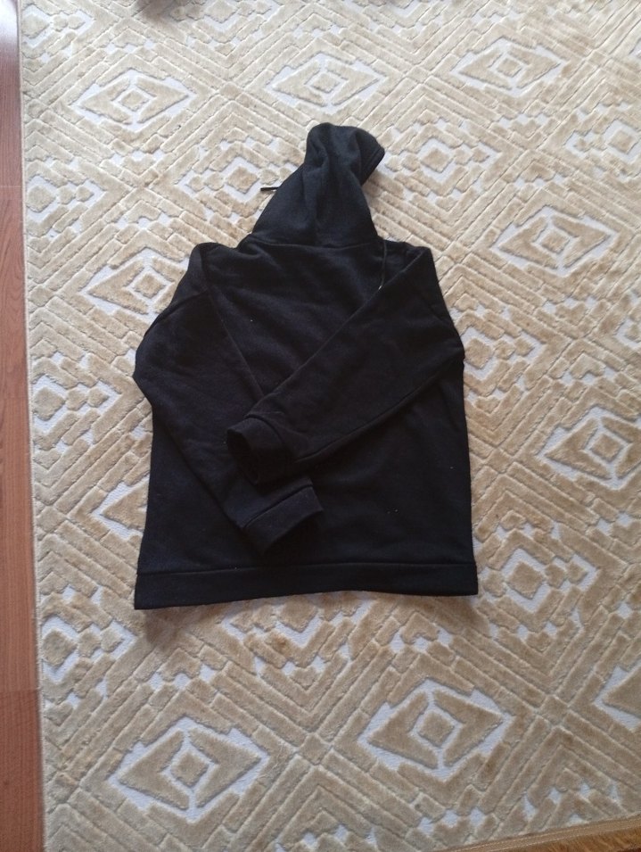 Kadın Siyah Kapüşonlu Uzun Kollu Sweatshirt - Görsel 2