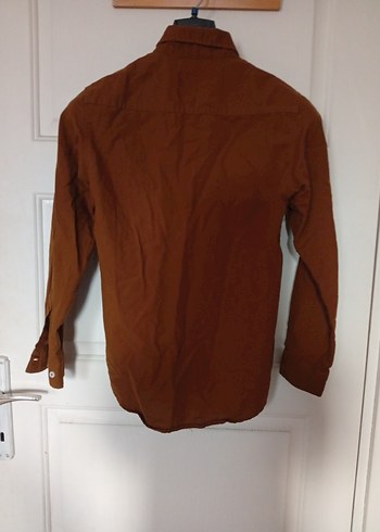 Düğmeli Kahverengi Erkek Keten Gömlek - Görsel 2