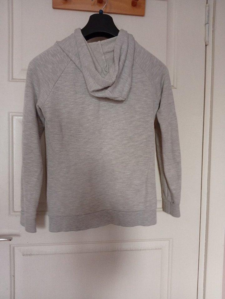 Gri Kadın Kapüşonlu Uzun Kollu Sweatshirt - Görsel 2