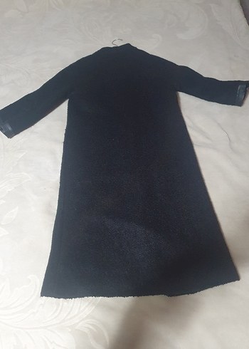 Siyah Uzun Kadın Kaban Düğmeli - Görsel 3