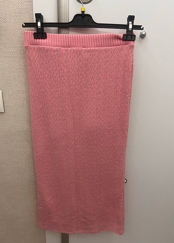 38 Beden pembe Renk Pembe Midi Triko Elbis
