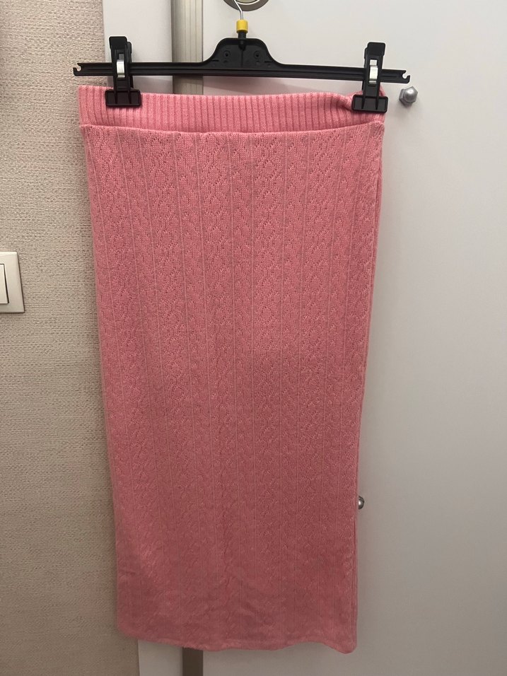 Pembe Midi Triko Elbis - Görsel 3