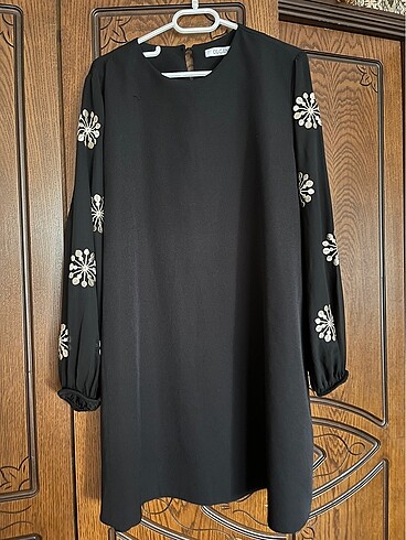 Kolları şifon detaylı elbise/tunik