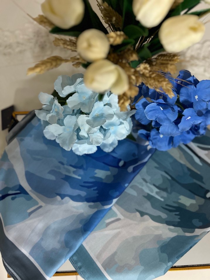 Çiçek desenli yeni moda şal - Görsel 3