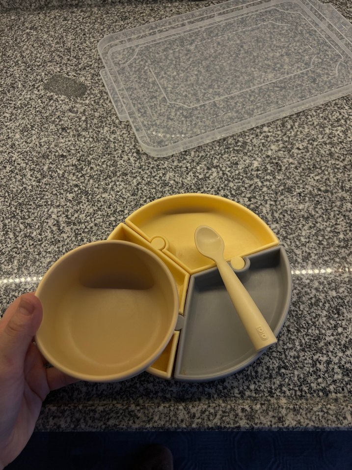 Sarı ve Gri Bölmeli Çocuk Tabak Seti - Görsel 2