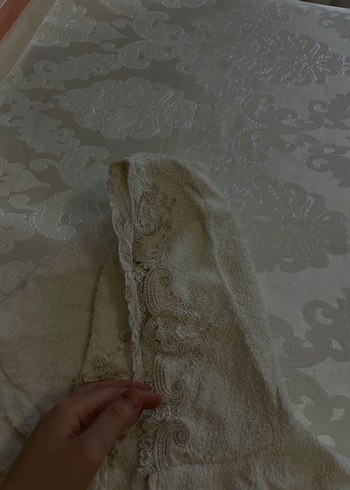 Nakışlı Beyaz balayı bornoz - Görsel 3