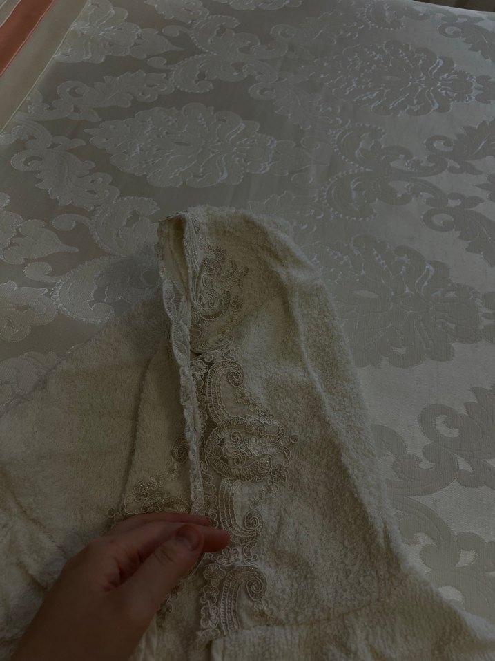 Nakışlı Beyaz balayı bornoz - Görsel 3