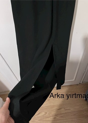 xs Beden siyah Renk Siyah Kolsuz Uzun Drapeli Elbise