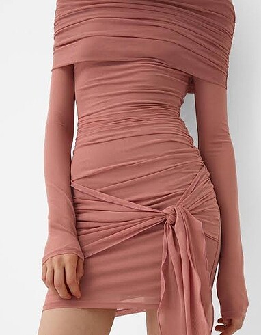 Bershka Bershka Toz Pembe Elbise XS