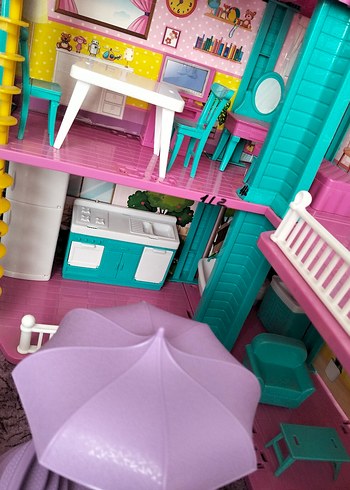 Pembe Plastik Oyuncak Ev Kaydıraklı - Görsel 3