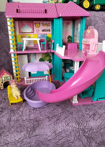 Pembe Plastik Oyuncak Ev Kaydıraklı - Görsel 6