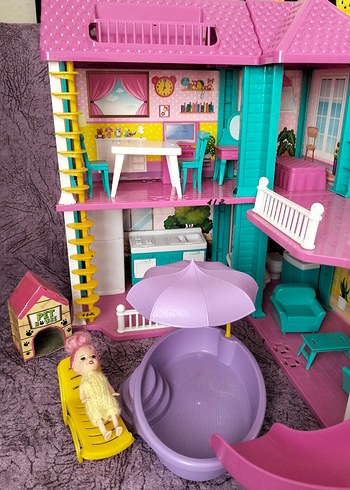 Pembe Plastik Oyuncak Ev Kaydıraklı - Görsel 2