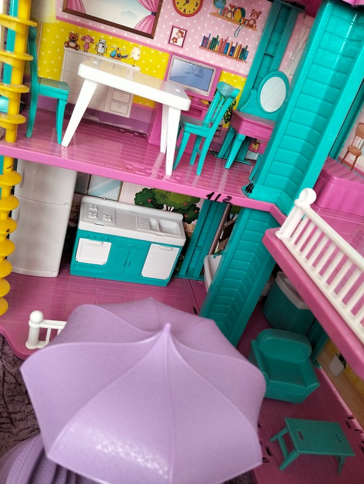 Pembe Plastik Oyuncak Ev Kaydıraklı - Görsel 3