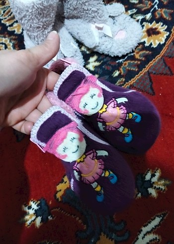 Kız Çocuk Mor Nakışlı Sıcak Terlik - Görsel 3