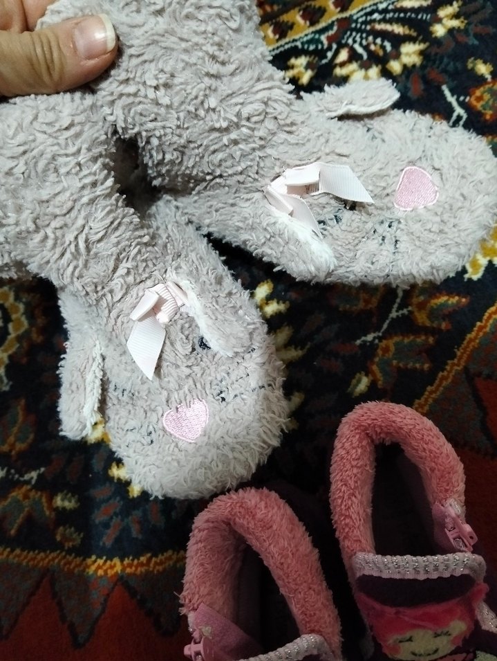 Kız Çocuk Mor Nakışlı Sıcak Terlik - Görsel 2