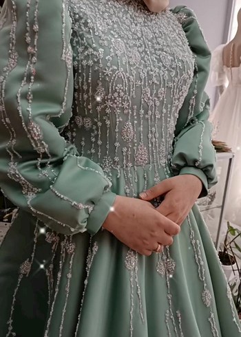 m Beden yeşil Renk Su yeşili abiye