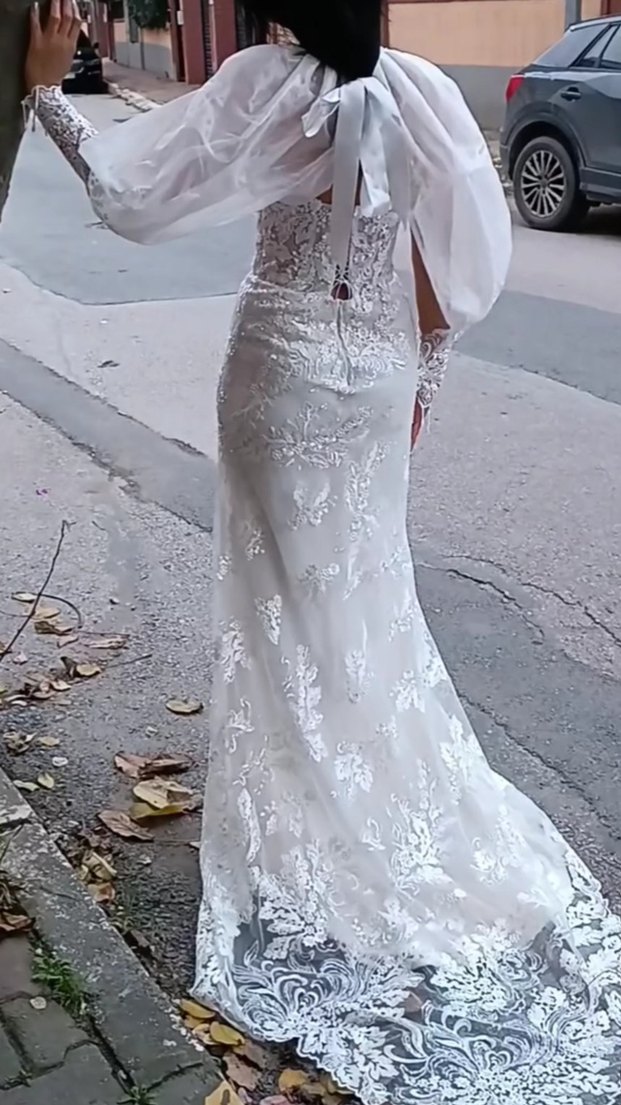 Bohem Tarzı Straplez Denizkızı Gelinlik - Görsel 2