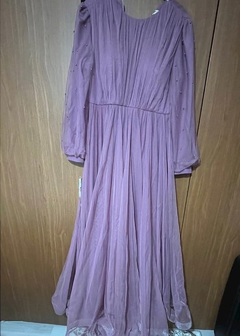 Pembe Drapeli Uzun Bohem Kadın Elbise - Görsel 4