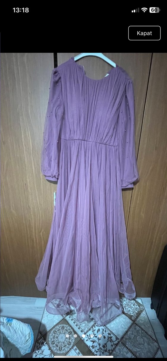 Pembe Drapeli Uzun Bohem Kadın Elbise - Görsel 3