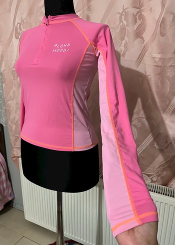 Fermuarlı Pembe Uzun Kollu Mini Atletik Üst - Görsel 4