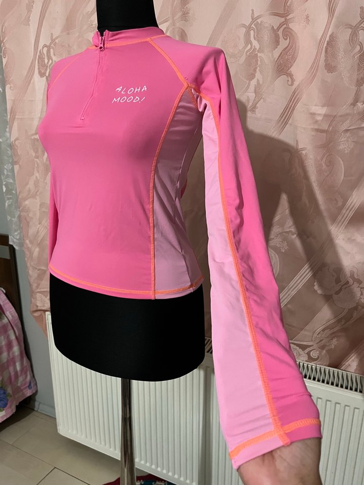 Fermuarlı Pembe Uzun Kollu Mini Atletik Üst - Görsel 4