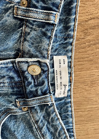 Stradivarius Mavi Kadın Kot Mini Şort