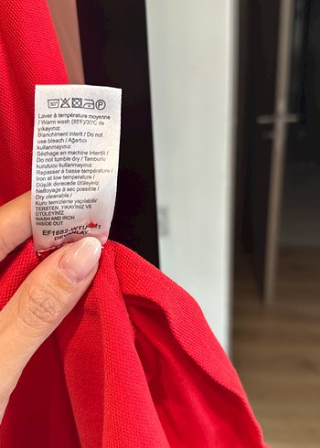 Lacoste Kırmızı Polo Yaka Midi Kadın Elbise - Görsel 4