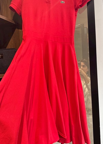 Lacoste Kırmızı Polo Yaka Midi Kadın Elbise - Görsel 3