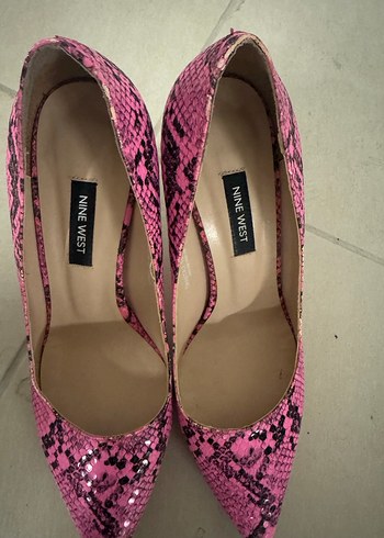 Pembe Yılan Desenli Stiletto Topuklu Ayakkabı - Görsel 5