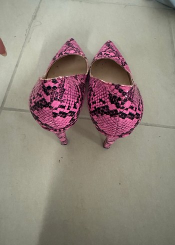 Pembe Yılan Desenli Stiletto Topuklu Ayakkabı - Görsel 2
