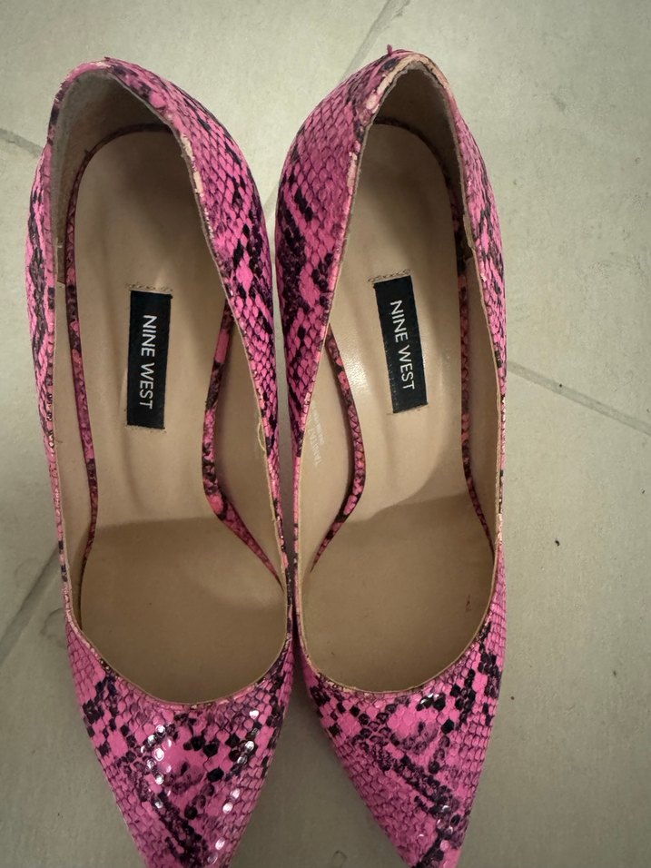 Pembe Yılan Desenli Stiletto Topuklu Ayakkabı - Görsel 5