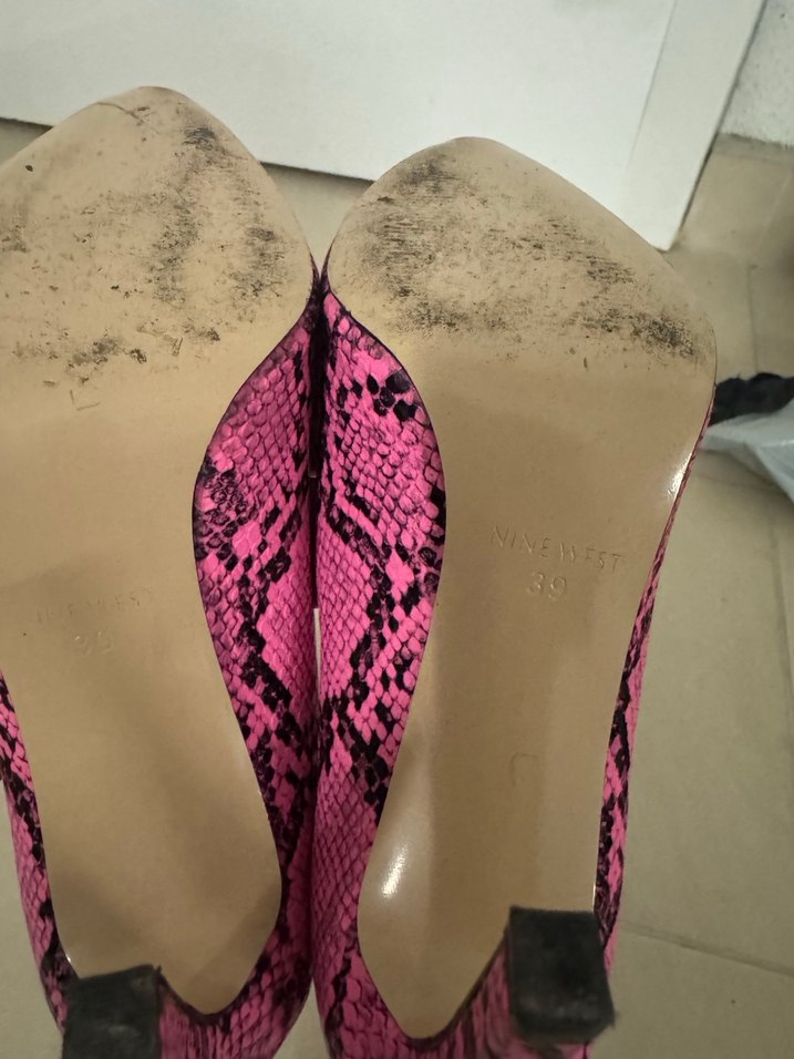 Pembe Yılan Desenli Stiletto Topuklu Ayakkabı - Görsel 4