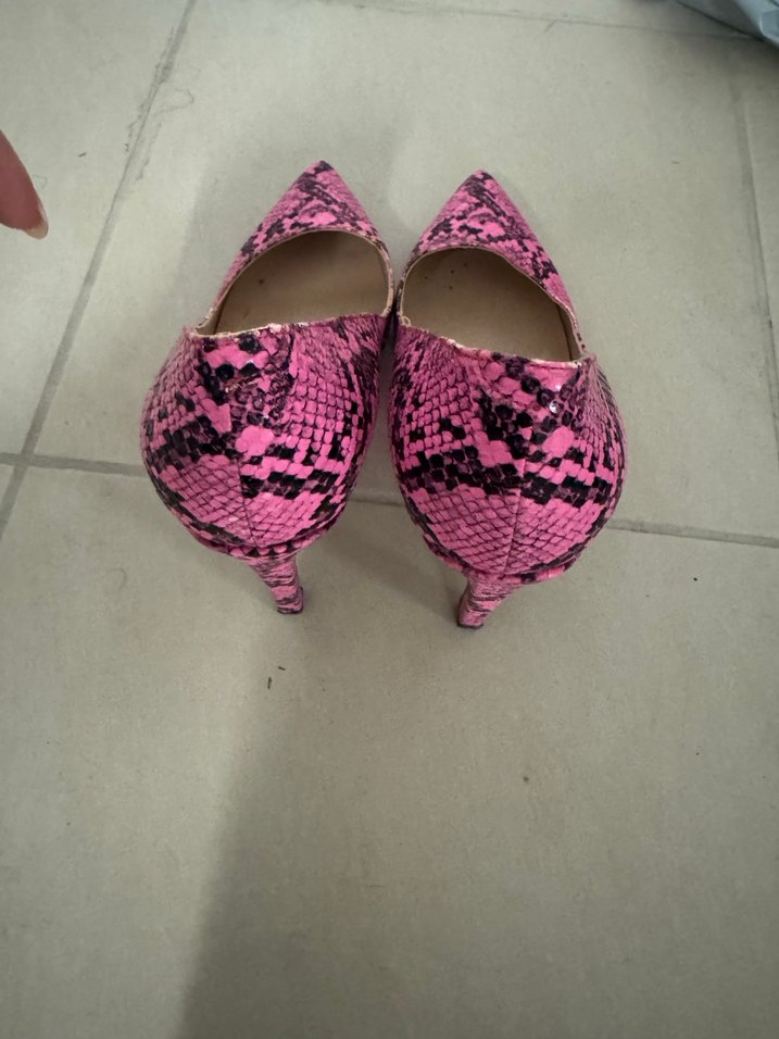 Pembe Yılan Desenli Stiletto Topuklu Ayakkabı - Görsel 2