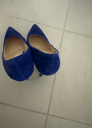 Mavi Süet Stiletto Kadın Ofis Ayakkabısı - Görsel 2