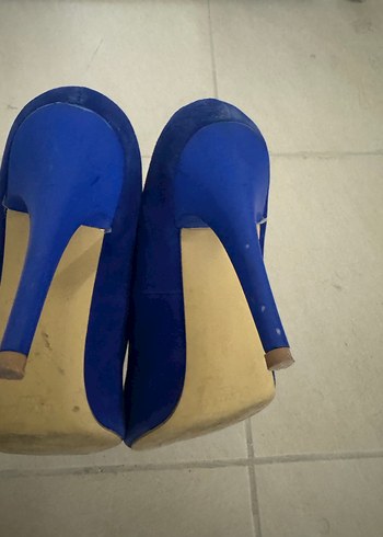 Mavi Süet Stiletto Kadın Ofis Ayakkabısı - Görsel 4