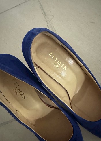 Mavi Süet Stiletto Kadın Ofis Ayakkabısı - Görsel 5