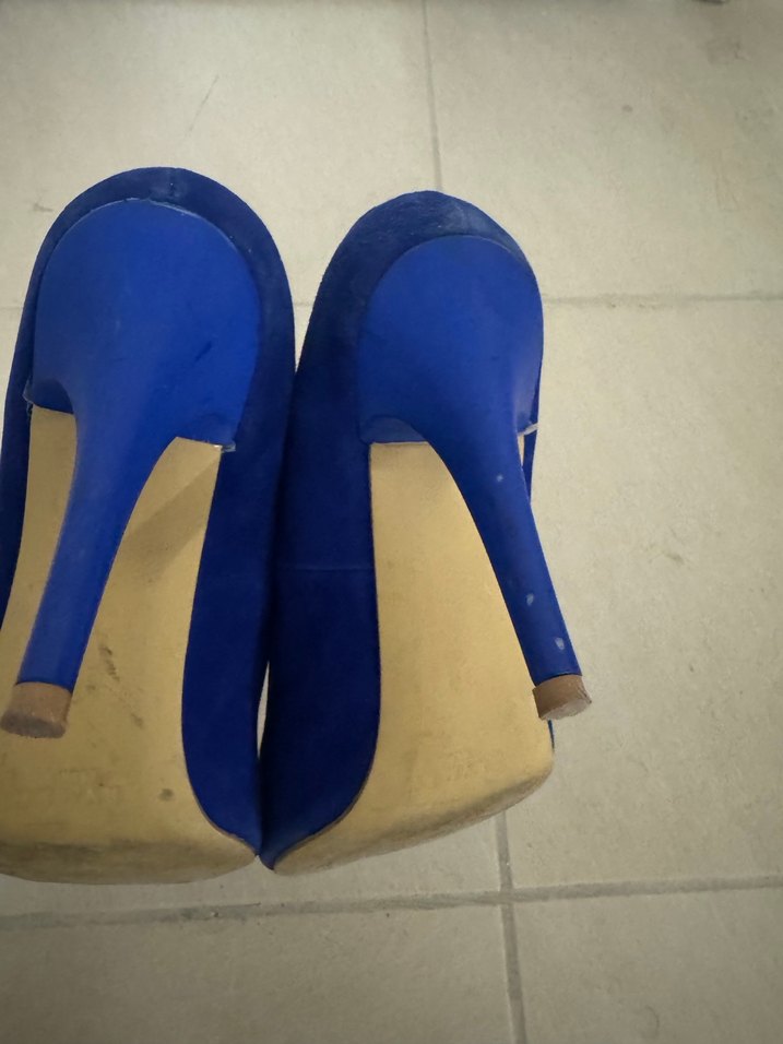 Mavi Süet Stiletto Kadın Ofis Ayakkabısı - Görsel 4