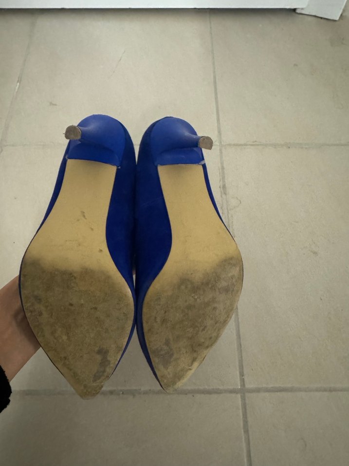 Mavi Süet Stiletto Kadın Ofis Ayakkabısı - Görsel 3